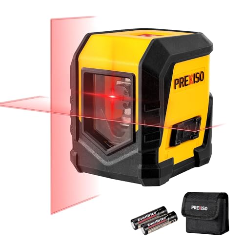 PREXISO Kreuzlinienlaser, Selbstnivellierender Linienlaser mit Rotem Laser, Inklusive 2 AA Alkaline Batterien, Vielseitig Einsetzbar als Laser Wasserwaage für Baustellen, Heimwerkerprojekte und Mehr