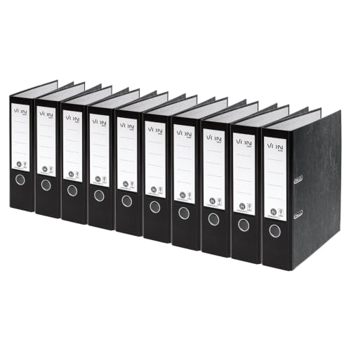 VON Leitz Ordner A4, 10er Pack, Blauer Engel, 80 mm Rückenbreite