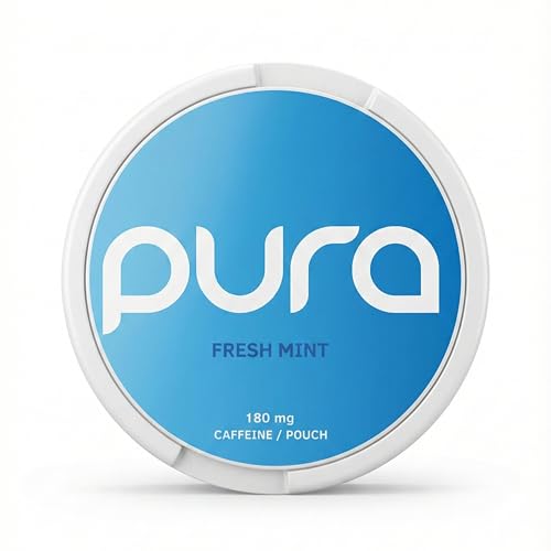 Pura Energy Pouches | 180 mg natürliches Koffein | Zuckerfreie Energie mit Vitaminen und Aminosäuren | 20 Beutel pro Dose (1er-Pack, Fresh Mint) (1, Fresh mint)