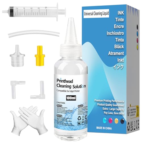 Druckkopfreinigungsset Düsenreiniger 100ml Druckkopfreinigungslösung Kompatibel mit HP Epson Canon Samsung und Kodak Tintenstrahldruckern