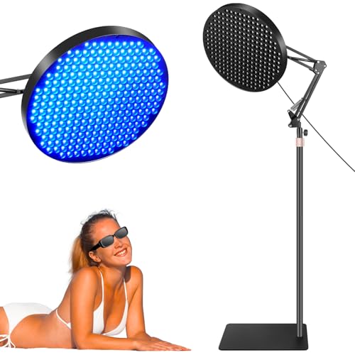 Ibtyzo Solarium Für Zuhause, 50w Bräunungslicht Solarium 250 Leds Blaues Licht Gesichtsbräunungslampe, Sonnenlampe Bräunungslampen Für Gesicht Und Körper mit Verstellbarem Ständer und Sonnenbrille