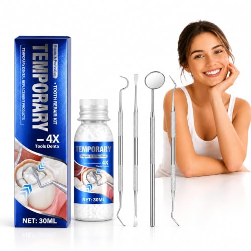 Zahnzement, Zahnreparaturset, Zahnfüllung Reparatur Set, Selber Machen Provisorische, Zähne mit Vier Dentalwerkzeugen Formbares Material für Lücken und Fehlende Zähne