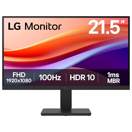 LG Monitor 22U401A-B, 22 Zoll, Full HD 1080p, 100Hz, 5ms GtG, VA Panel, HDR10 Smart Energy Saving, entspiegelt, HDMI, D-Sub, Mattschwarz