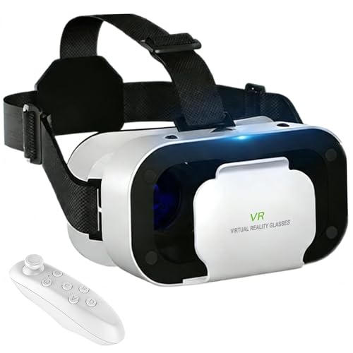 VR Brille Handy, Virtual Reality 3D Headset mit Fernbedienung, Augenschutz 3D Handy Brille HD Linsen VR Headset, Kompatibel IOS Android für Phone 4,7-6,5 Zoll(Schwarz)