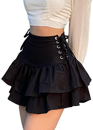 YINGWIN Y2k Stufenrock Femboy Rock Damen Gothic Kleidung Damen Minirock Sexy Mini Skirt Rave Outfits for Women Rock Party Outfit