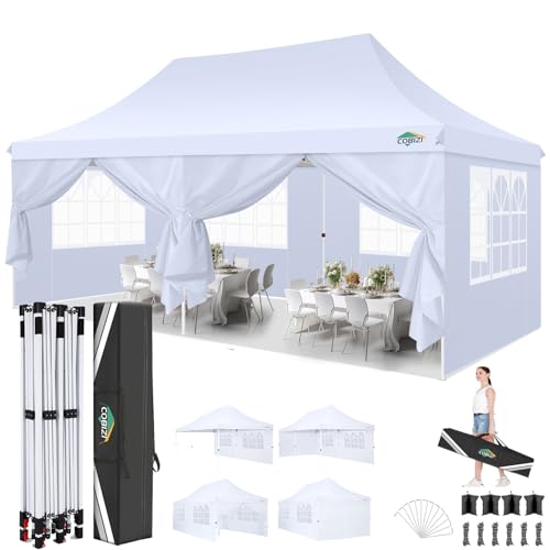 COBIZI Faltpavillon 3X6m Wasserdicht Stabil Pavillon 3x6m, Partyzelt Faltbar Anti-UV mit 6 Seitenwänden, Gartenpavillon für Hochzeiten, Freien, Garten, Party