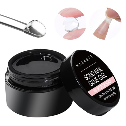 Makartt Fester Nagelkleber für Acryl Nagelspitzen 3D Gel for Nail Klebegel UV-Härtung zum Aufpressen von Nägeln, Kunstnägeln, einfach zum Selbermachen zu Hause, Salon, Valentinstagsgeschenk,15 ml