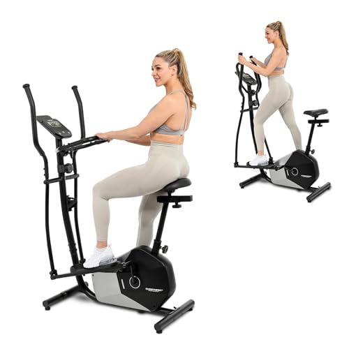 Christopeit Crosstrainer CT 6 – 2-in-1 Cross- & Heimtrainer, 7 kg Magnetbremse, 8 Widerstandsstufen, Handpulssensoren, Tablet-/Smartphone-Halterung, bis 100 kg
