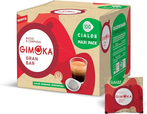 Gimoka Kompostierbare Kaffeepads, Gran Bar Intenso Kaffeemischung, Intensität 12-100 Pads - Kompatibel mit ESE System Papier Pads 44 mm