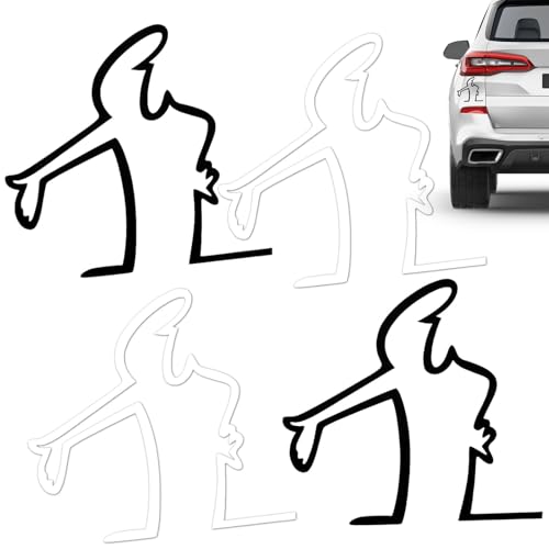 4 Stücke Lustige Autoaufkleber, Reflektierende Aufkleber für Autos,Wütender-Mann-Kratzer-Erinnerungsaufkleber,Cartoon-Comic-Aufkleber für Lackkratzer (Lustige-A)
