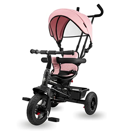 HyperMotion Dreirad ab 1 Jahr mit Schubstange - 3-in-1 Kinderfahrzeug für 1-4 Jahre, bis 20 kg - mit höhenverstellbarem Elterngriff und Schiebelenker, Rosa