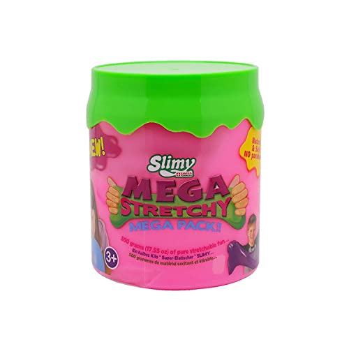 SLIMY Mega Stretchy 500g - Original Slimy Mega Slime Spielmasse für Kinder, extrem dehnbarer Schleim in der Geschenkbox, elastische Spielknete als Kindergeschenk, Farbe:Pink