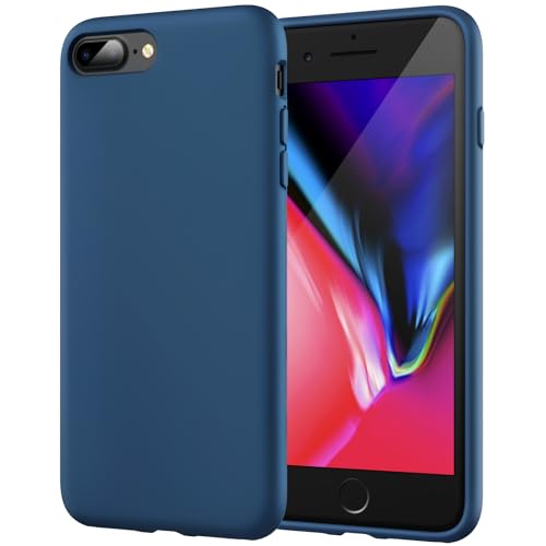JETech Silikon Hülle für iPhone 7 Plus, iPhone 8 Plus, 5,5-Zoll, seidigem Ganzkörper Handyhülle, mit weichem Mikrofaser-Innenfutter stoßfestes Abdeckung (Blauer Kobalt)
