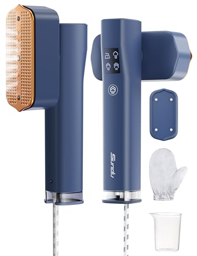 Sundu Dampfglätter, Steamer für Kleidung, 2-in-1 Reisebügeleisen Steam iron, 15s schnelles Aufheizen Mobiles Handbügeleisen, Travel Iron mit LED Display, 4 Bügelmodi, Blau