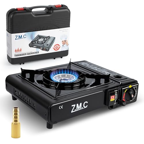 Z.M.C Gaskocher Campingkocher 1-flammig 2,2 kW LPG-Adapter Piezo Koffer