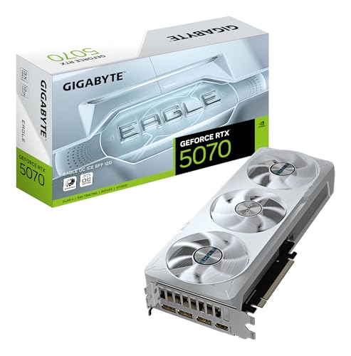 Gigabyte GeForce RTX 5070 Eagle OC Ice SFF 12G Grafikkarte - 12GB GDDR7, 192 Bit, PCI-E 5.0, 2587 MHz Core Clock, 3 x DP 2.1a, 1 x HDMI 2.1b, NVIDIA DLSS 4, GV-N5070EAGLEOC ICE-12GD