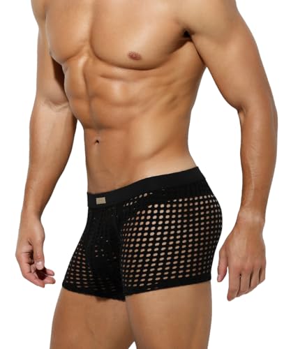 Casey Kevin Sexy Unterwäsche für Mann | Boxershorts Herren Sexy | Transparente Boxershorts | Unterwäsche Herren Sexy, S-4XL, schwarz, L