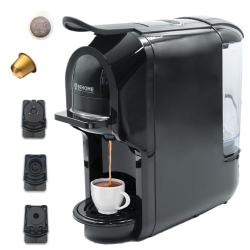 BEHOME Kaffeemaschine für Nespresso, Pads und Dolce Gusto | 3 kompatible Adapter für jeden Kaffee, Espresso in Sekunden fertig