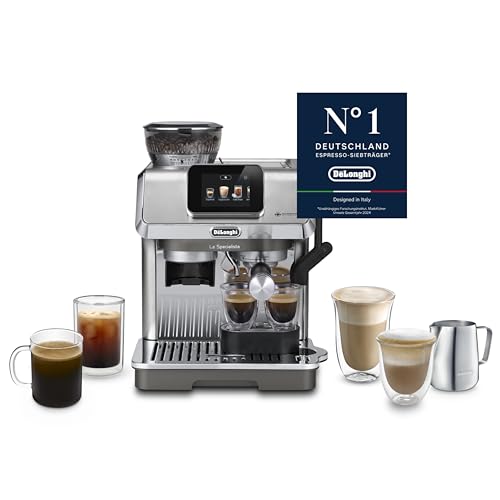 De’Longhi La Specialista Touch - Perfetto Siebträgermaschine Espressomaschine mit Mahlwerk, 10 Getränke, Cold Brew, automatische und manuelle Milchaufschäumung, Touchscreen, Metall (EC9455.M)