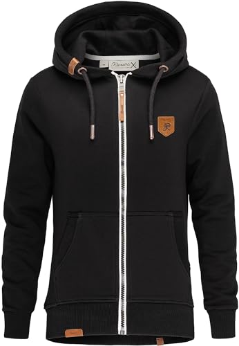 REPUBLIX Damen Sweatjacke Hoodie Sweatshirt Pullover Zipper Jacke RD-023 Schwarz XL