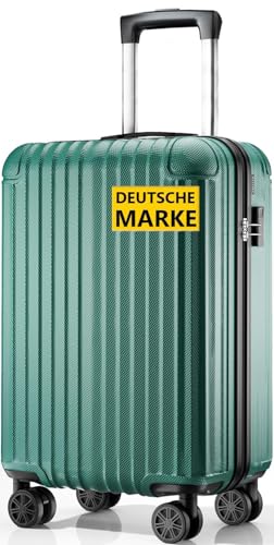 ABISTAB Handgepäck Koffer 55x35x23cm, Hartschalen Reisekoffer klein, leicht Koffer Trolley mit 4 Rollen & Zahlenschloss, Dunkelgrün