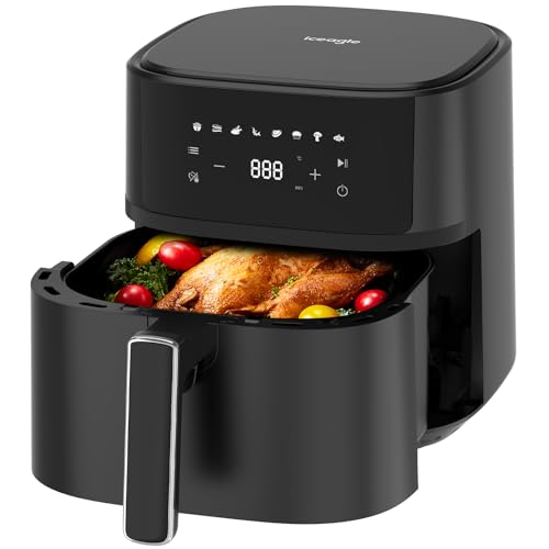 Heißluftfritteuse 6,5L Airfryer XL - 1700W Friteuse ohne Öl mit Metall-Innenraum | Heissluftfriteuse Air Fryer, 8 Programmen, Digitales LED-Display, Timer, Benutzerfreundlich, 80-200°C, Rezeptbuch