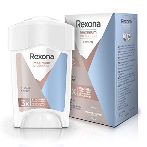 Rexona Women Maximum Protection Anti Transpirant Deo Creme Clean Scent Deodorant mit 96 Stunden Schutz gegen starkes Schwitzen und Geruch mit 3x Schutz bei Stress, Hitze & Bewegung 45 ml