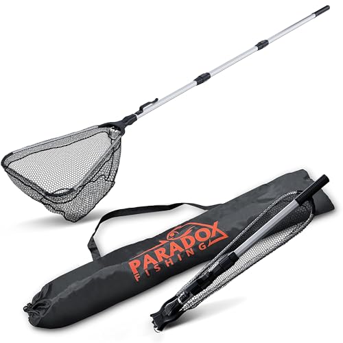 Paradox Fishing Angel-Kescher gummiert 2,1m | klappbar | Stabiler Unterfangkescher Allround | Teleskop | Kescher Angeln gummiert | Fischschonend