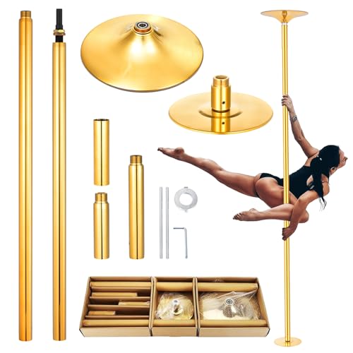 LUMIVO Pole Dance Stange, 45 mm Pole Dance Stange Indoor, 216–279cm Höhenverstellbar, Statisch & Rotierend mit Verlängerung, Chromstahl, Kein Bohren für Indoor Poles Dancing, Gymnastik, Fitness