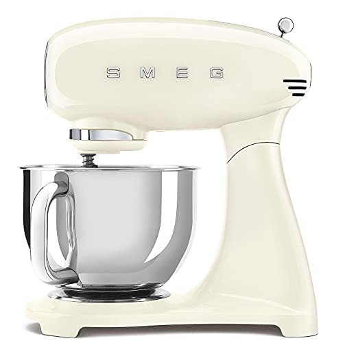 Smeg, SMF03CREU Küchenmaschine, 10 Geschwindigkeitsstufen, Planetenrührwerk, Sicherheitsabschaltung, 2 Rührbesen, Kugelgriff aus Edelstahl, 800 W, Creme