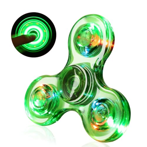 SCIONE Fidget Spinner,Leuchtende Fidget Toys für Kinder LED Kristall Fidget Finger Toy Hand Fidget Spinner Spielzeug(Grün)