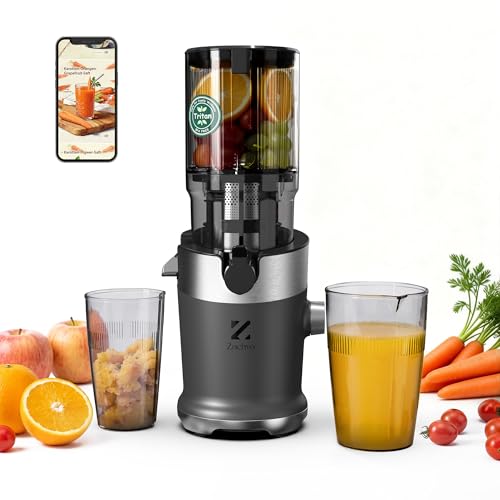 Zachvo Entsafter, Slow Juicer mit 130mm Breite Fütterungsröhre für Ganze Gemüse und Obst Testsieger, Tritan BPA-frei, 220W Saftpresse Elektrisch, Leicht zu Reinigender Juicer, Inkl. Saftrezepte