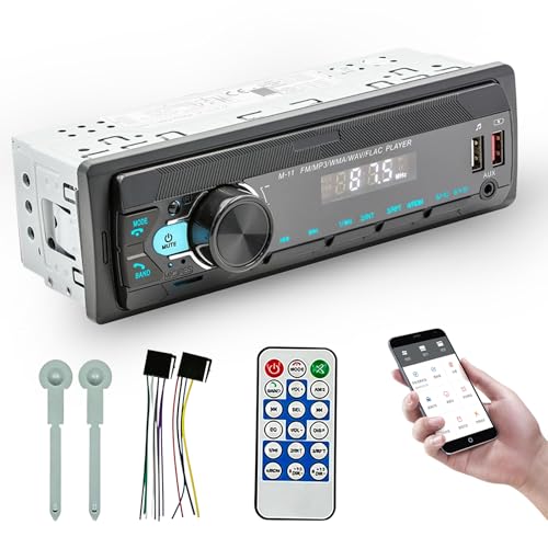 Autoradio Bluetooth 5.0, FM/AM Stereo Autoradio mit Bluetooth Freisprecheinrichtung Fernbedienung, 7 Farben LCD-Display 1 DIN Auto Radio mit 2USB/AUX/SD MP3 Player, Unterstützung für iOS/Android