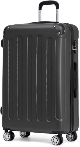 BEIBYE Hartschalenkoffer XL 76 cm – großer Reisekoffer für Familienreisen, leicht, robust, ABS, 360° Doppelrollen, Zahlenschloss, Schwarz