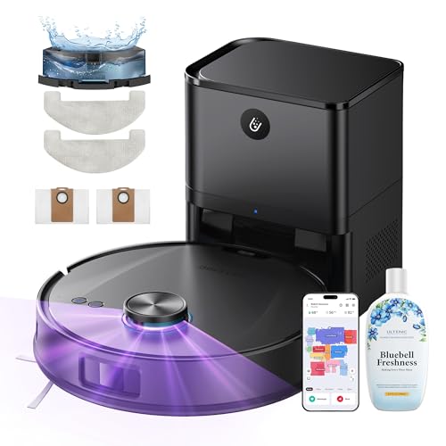 Ultenic Saugroboter mit Wischfunktion, 10000Pa 200Min Staubsauger Roboter mit Absaugstation 3,5L, LiDAR Navigation, 4-in-1 Saug und Wischroboter für Teppich Tierhaare Böden, APP Steuerung