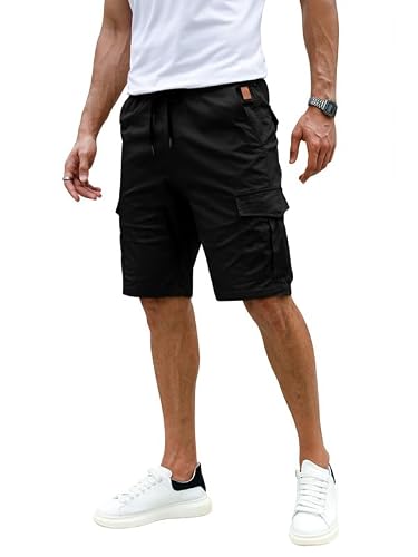 Elegancity Kurze Hosen Herren Cargo Shorts Freizeithose Schwarz,L