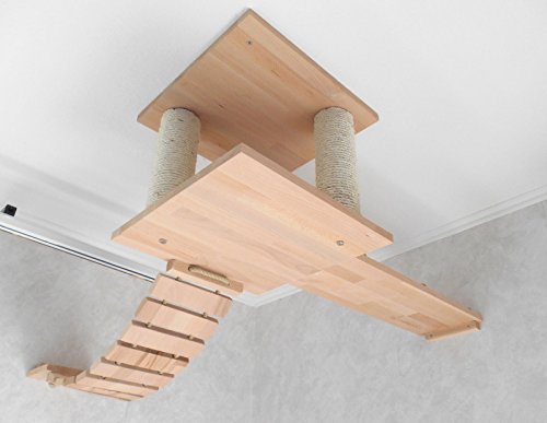 Jennys Tiershop Katzen Wandpark, handgefertigte Tiermöbel/Luxusmöbel, Katzenmöbel in vielen Ausführungen, Kratzbaum/Katzenbaum für die Wand. Hier: Deckenabhängung, 3 Teilig (15511fff)