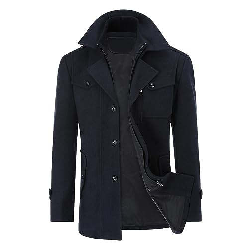 YOUTHUP Herren Wintermantel Wolle Kurz Winterjacke für Business Freizeit