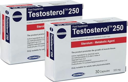 Megabol - Testosterol 250 | Natürliche Unterstützung für Testosteronproduktion und Muskelaufbau | Doppel-Packung - 2x 30 Kapseln (insg. 60 Kapseln)