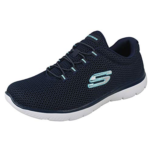 Skechers Damen Summits 12985 Turnschuhe, Navy Mesh/ White Trim, 40 EU