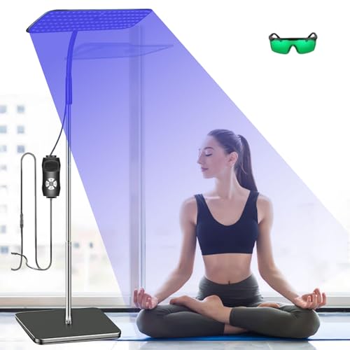 Solarium Für Zuhause,660nm & 850nm Bräunungslampe mit 240 LEDs, Verstellbare Höhe und Winkel, Zeiteinstellungen, 5 Helligkeitsstufen, 3 Modi, Hause Tageslicht für Körper und Gesicht