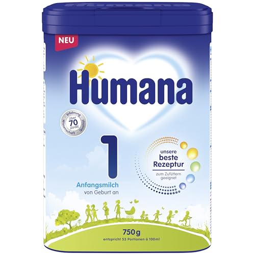 Humana 1 Anfangsmilch 750g-Packung - Babymilch von Geburt an - Säuglingsnahrung als Muttermilchersatz oder Ergänzung - Anfangsnahrung Baby