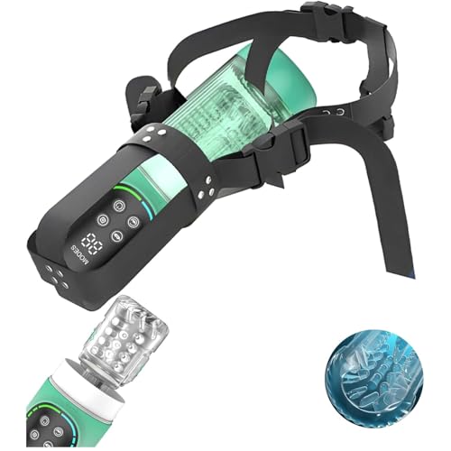 Masturbator Elektrisch Sex Spielzeug Für Die Manner Handfrei Blowjob Masturbieren Cup Mit Strapon-On Harness & Saug & Teleskopfunktion & Rotierende Vibrate Taschenmuschi Penispumpe Sextoysets Für Ihn