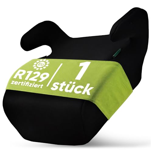HiTS4Kids Kindersitz fürs Auto (Schwarz) – Kindersitzerhöhung für Kinder von 126-150cm – komfortabel und sicher durch geprüfte Sicherheit nach Norm R129 – kompakt und unkompliziert