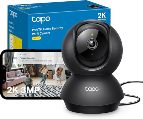 Tapo TP-Link C211 WLAN IP Kamera Überwachungskamera (Linsenschwenkung und Neigung, 3MP-Auflösung, 2-Wege-Audio, Nachtsicht zu 9m, bis zu 512 GB lokaler Speicher)