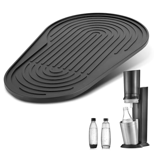 Lociban Silikonmatte für SodaStream Crystal 3.0, Abtropfmatte Silikon, Unterlage stabil, Schutzpad rutschfest, Abtropfschale Zubehör Tropfmatte, Zubehör für Sodastream