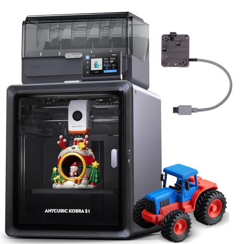 Anycubic Kobra S1 Combo 3D-Drucker Mehrfarbig, Geschlossene CoreXY-Struktur, 600 mm/s Schnelles Drucken, Trocknung Filament während des Drucks, 320 °C Hotend, Druckgröße 250 x 250 x 250 mm