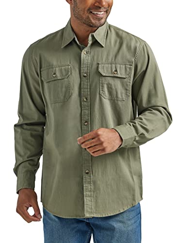Wrangler Authentics Herren Langärmeliges, Klassisches Gewebtes Hemd mit Button-Down-Kragen, Burnt Olive, XL