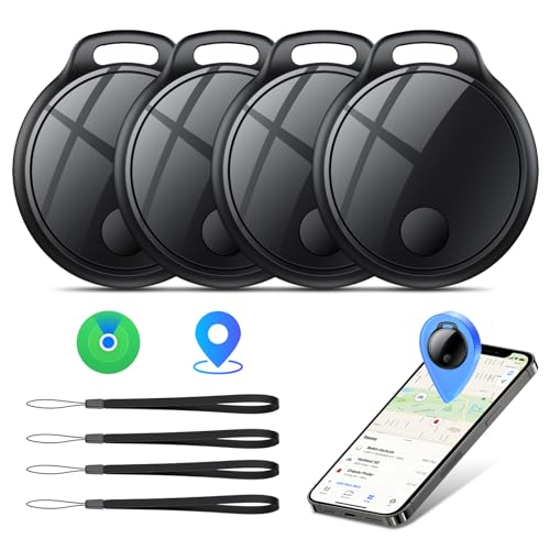 Smart Tracker Tag 4er Pack, Schlüssel Finder Kompatibel mit Apple Find My APP (nur iOS), IP68 wasserdicht, Austauschbarer Akku, Bluetooth Key Finder für Gepäck/Taschen/Koffer/Brieftasche