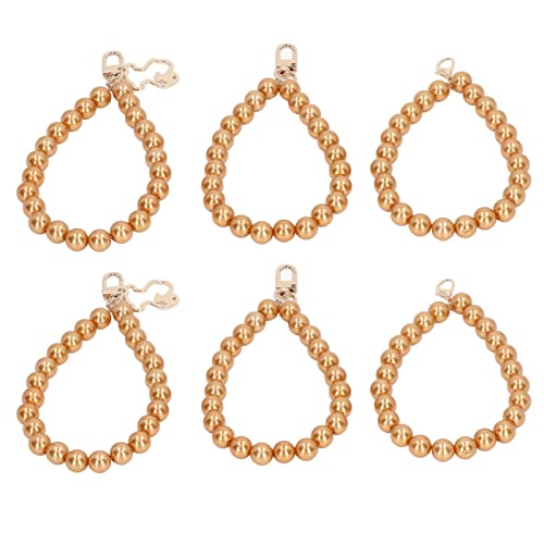 HOHXFYP 6 Teiliges Perlenarmband,Strapazierf?higes ABS Harz Perlenarmband,Gl?nzende,Exquisite Handyh¨¹llenkette f¨¹r Handyh¨¹llen,SCHL¨¹sselanh?nger,Taschen,Autoketten(L-Gold)